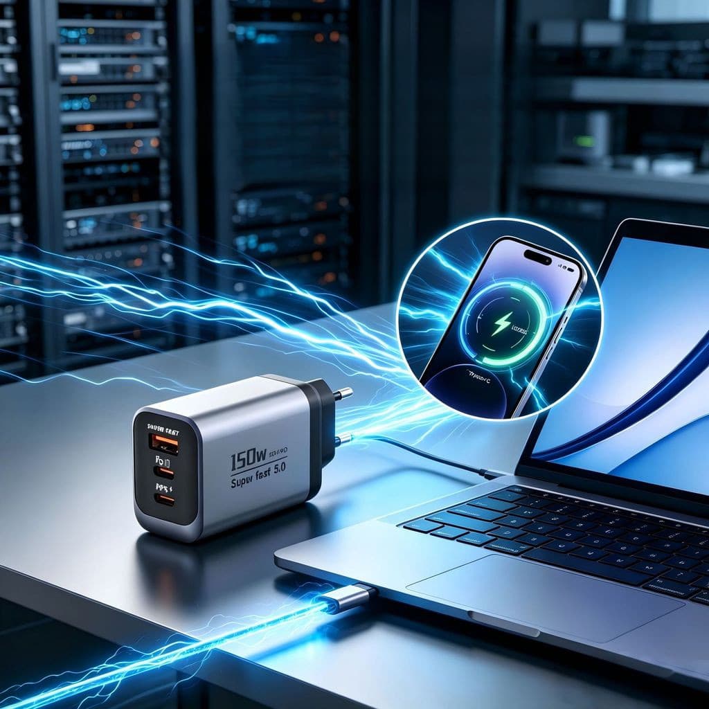 Adaptador De Carregamento Rápido Multiportas De Carregador Super (Padrão Ue/Reino Unido)