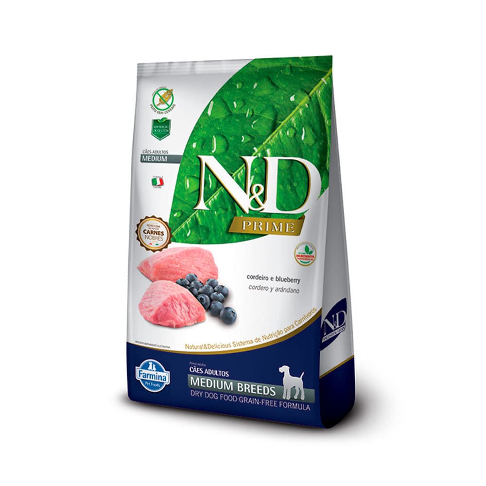 Ração N&D Prime Cães Adultos  Raças Medias Cordeiro 2,5kg