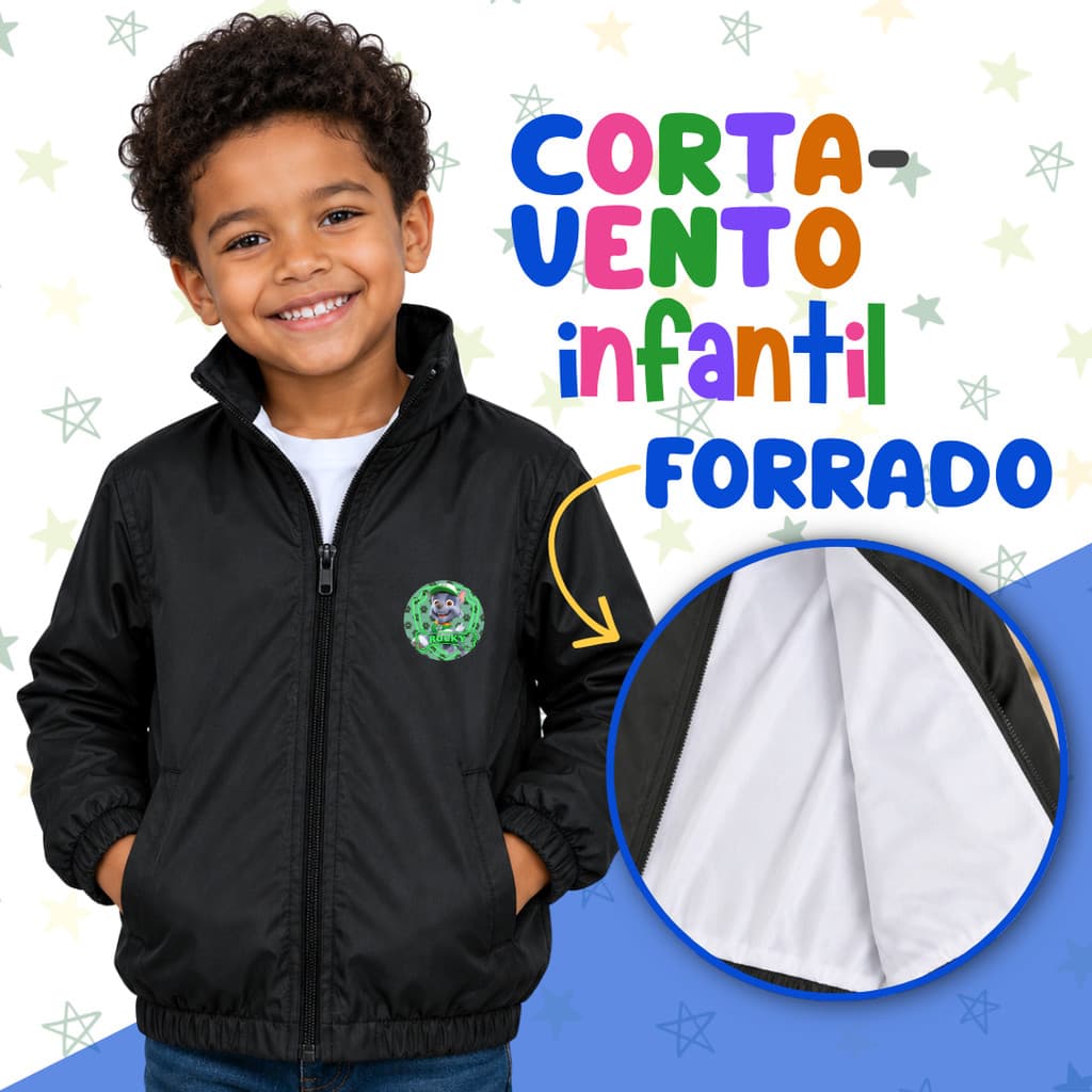 Corta-Vento Infantil Meninos Inverno Forrado com Personagem Estampado Cor Surpresa