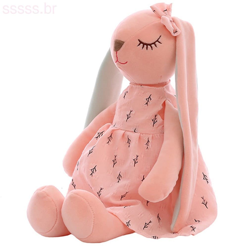 Linda boneca de pelúcia de orelhas compridas em estilo cartoon, adequada para crianças como brinquedo de coelho/companhe