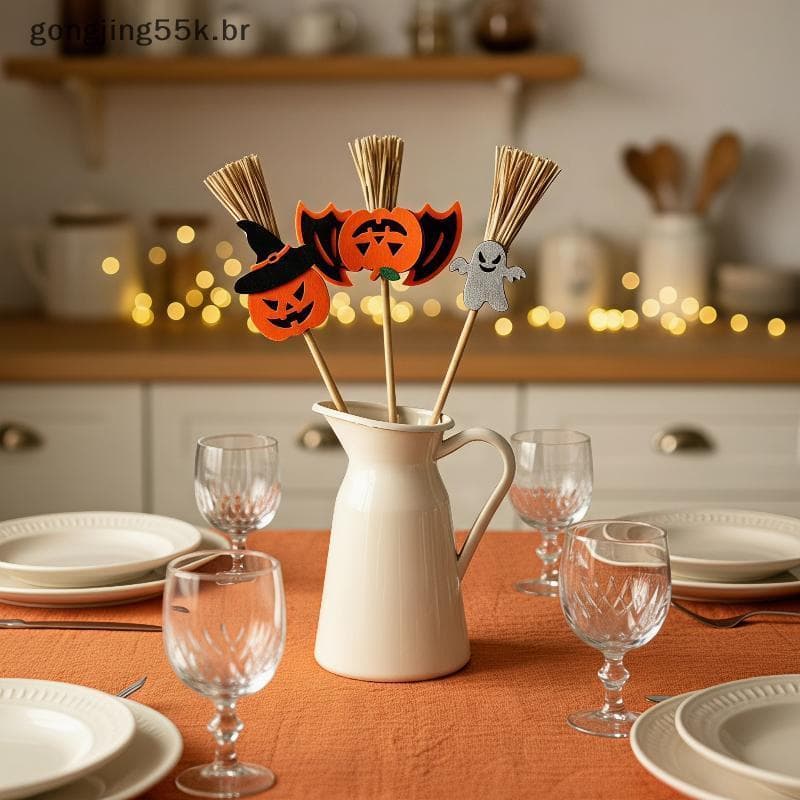 gon Halloween Mini Decoração De Palha Com Abóbora Morcego Fantasma Padrões Descartáveis De Qualidade Alimentar Para Mesa