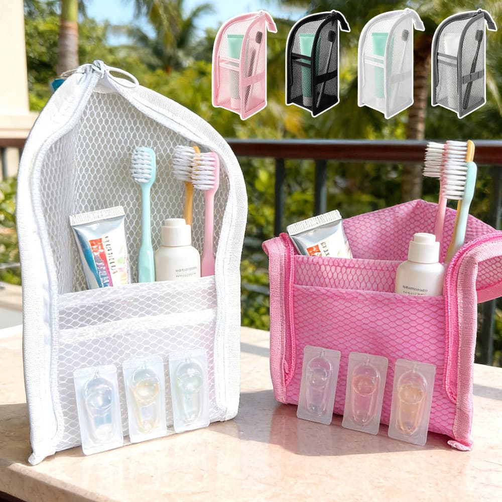 Organizador De Produtos De Higiene Pessoal Para Viagem De Malha Standable Design Com Vários Slots Zíper Suave Bolsa De M