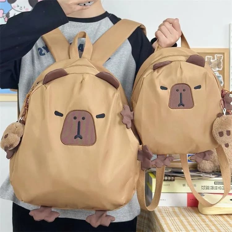 [SJB] Mochila fofa e fofa em formato de capivara, nova mochila Kapibara de desenho animado, mochila escolar para meninas