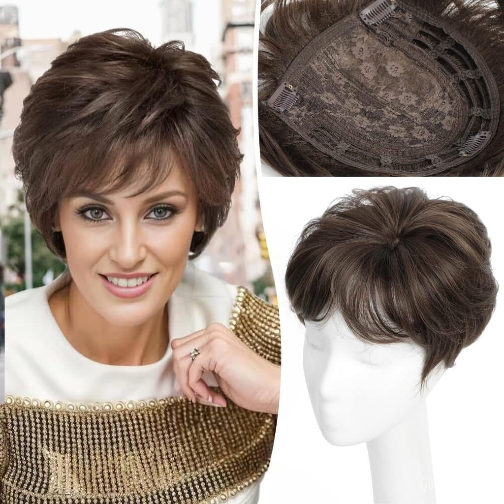 Toppers De Cabelo Para Mulheres , Topper Curto Com Desbaste , Grande Cobertura , Orgânico