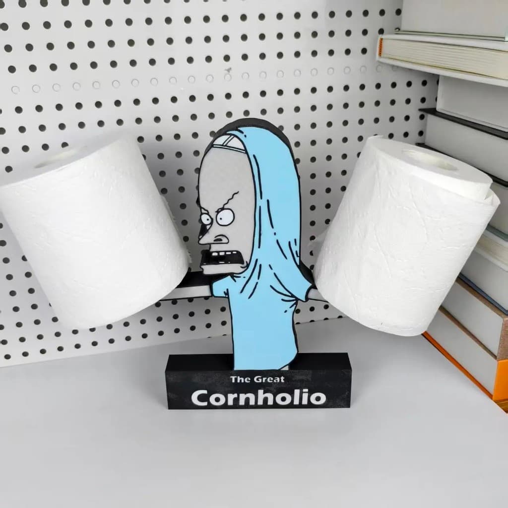 Cornholiotoiletpaper Holder-Durávelhomeorganizercompersonagemdesign , TheGreatCornholioLabel , Funfuncionalrestroomacess