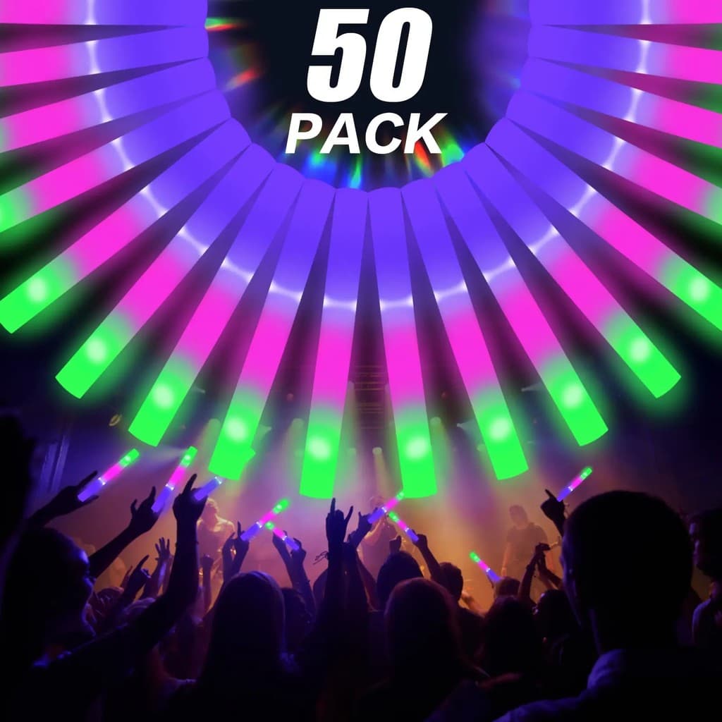 Pacote Com 50 Ledglowsticks-Multicolorsticks 3 Modos Dinâmicos | Fontes De Festa Operadas Por Bateria Para Festivais , F