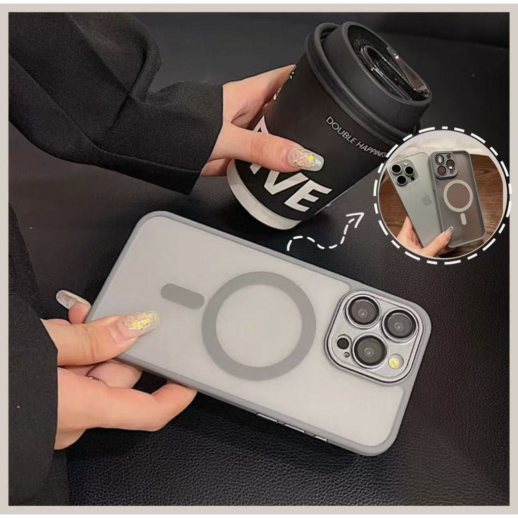 Capinha Fosca Magnética MagSafe TPU para iPhone com Proteção Total da Câmera11 12 13 14 15 16 ProMax