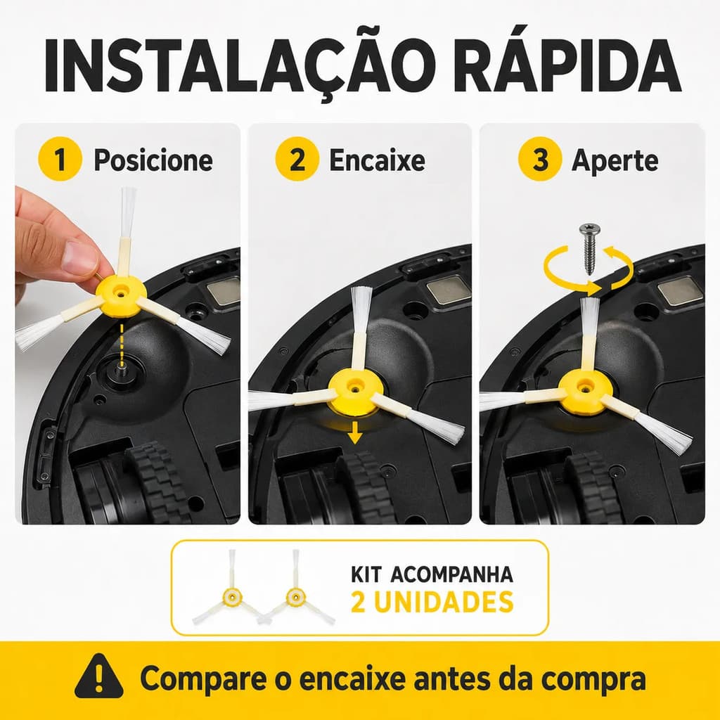 Kit 2 Escovas Lateral Compatível Robô Aspirador 500 600 700