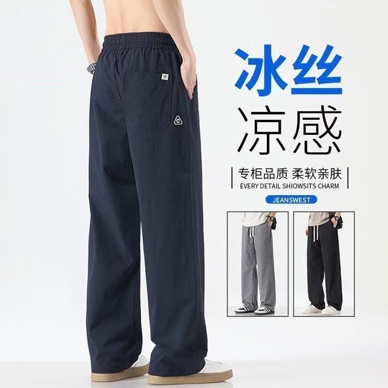 Calças retas de seda gelo masculinas verão calças casuais de secagem rápida calças masculinas na moda All-Match calças c