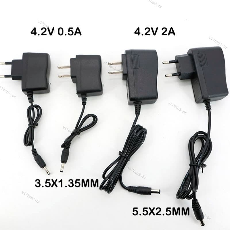 AC 100-240V DC 4.2V 0.5A 500mA 2A 2000mA 5.5x2.5mm 3.5x1.35mm Adaptador Carregador De Fonte De Alimentação Para 1S 2S 3S