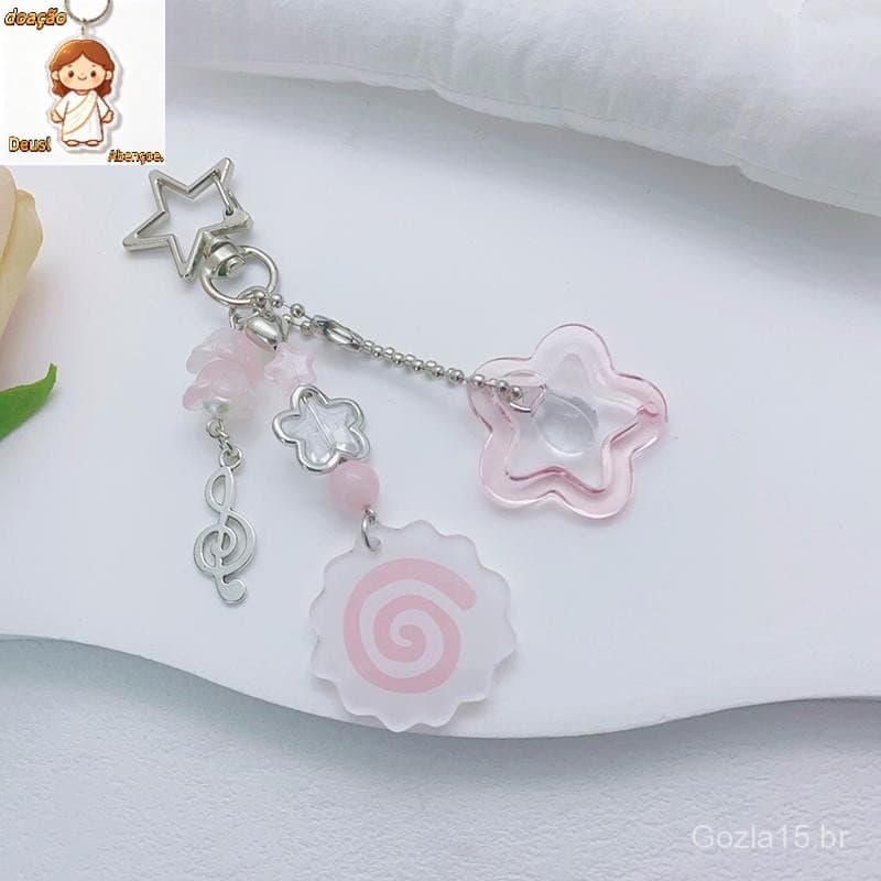 Y2K Bonito Rosa Lula Rolo Chaveiro Criativo Bolo De Peixe Adorável Ornamento Porta-Chaves Mochila Pingente Para Pres