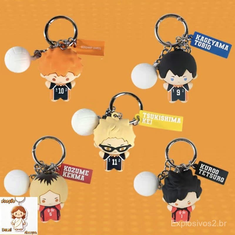 Haikyu ! Chaveiro Anime Chave Fivela Para Bolsa Escolar Mochila Pingente Móvel Presentes Meninas Hinata Shoyo Tobio Kage