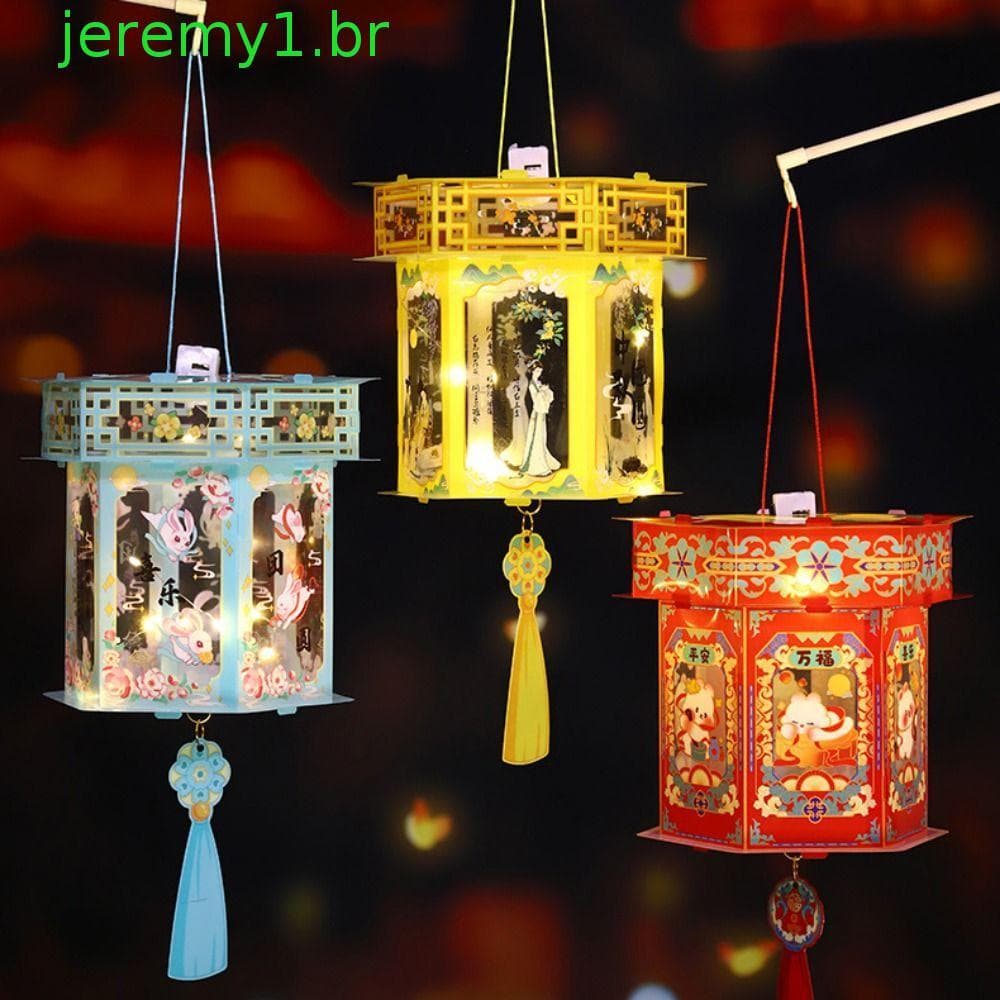 JEREMY1 Lanternas Brilhantes Do Meio Outono , Lanterna Portátil De PVC À Prova D'água DIY Estilo Chinês