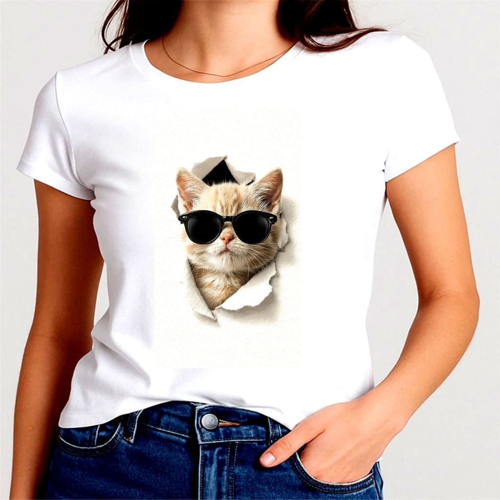 Camisa Gatinho Fofo Baby Look Blusa Variados Variados 01G5