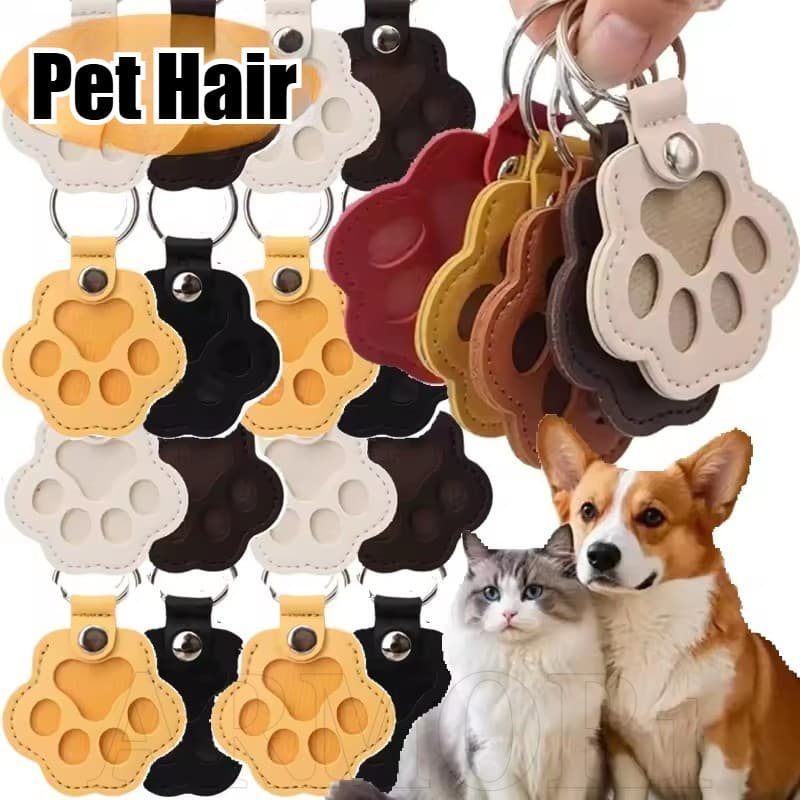 Chaveiro Coletor De Pêlos De Animais De Estimação De Couro Com Formato De Pata , Solução De Armazenamento Multicolorida