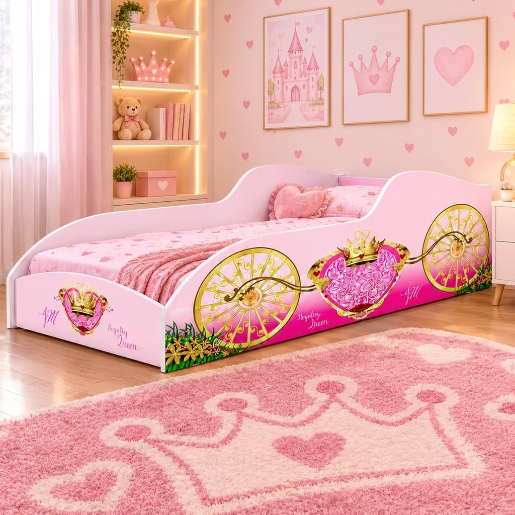 Cama Juvenil Princesa MDF Sem Colchão Menina Carruagem