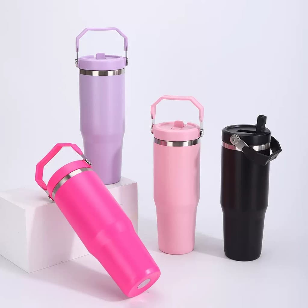 Garrafa Térmica Inox 900ml Tampa Flip Antivazamento | Alça para Transporte | Quente e Frio