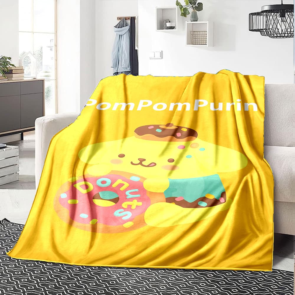 Sanrio PomPomPurin Cobertor Estampado Decoração De Casa Para Quarto Sala De Estar Sofá-Cama De Flanela Macio