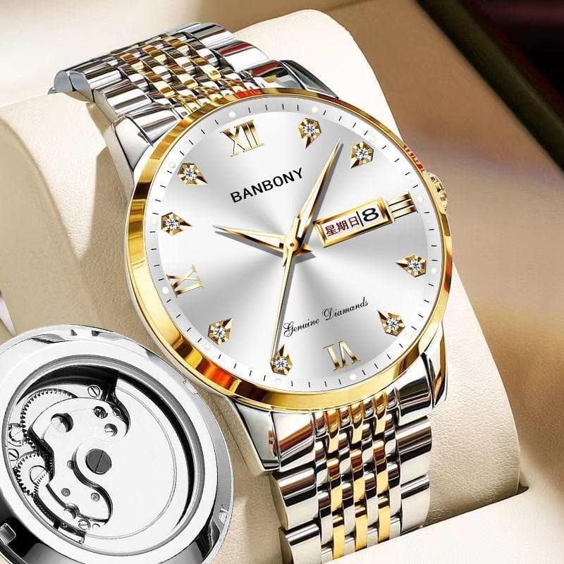 [Estilo quente estilo oco] Calendário importado suíço simples turbilhão oco relógio masculino calendário luminoso à prov