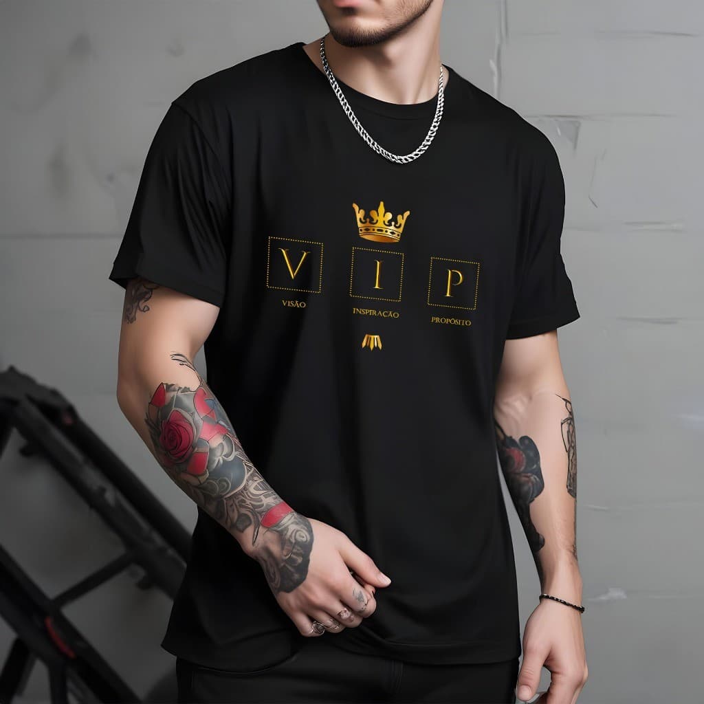 Camiseta Masculina Vip Coroa Street Plus Size,Camiseta Masculina VIP – Visão •Inspiração • Propósito