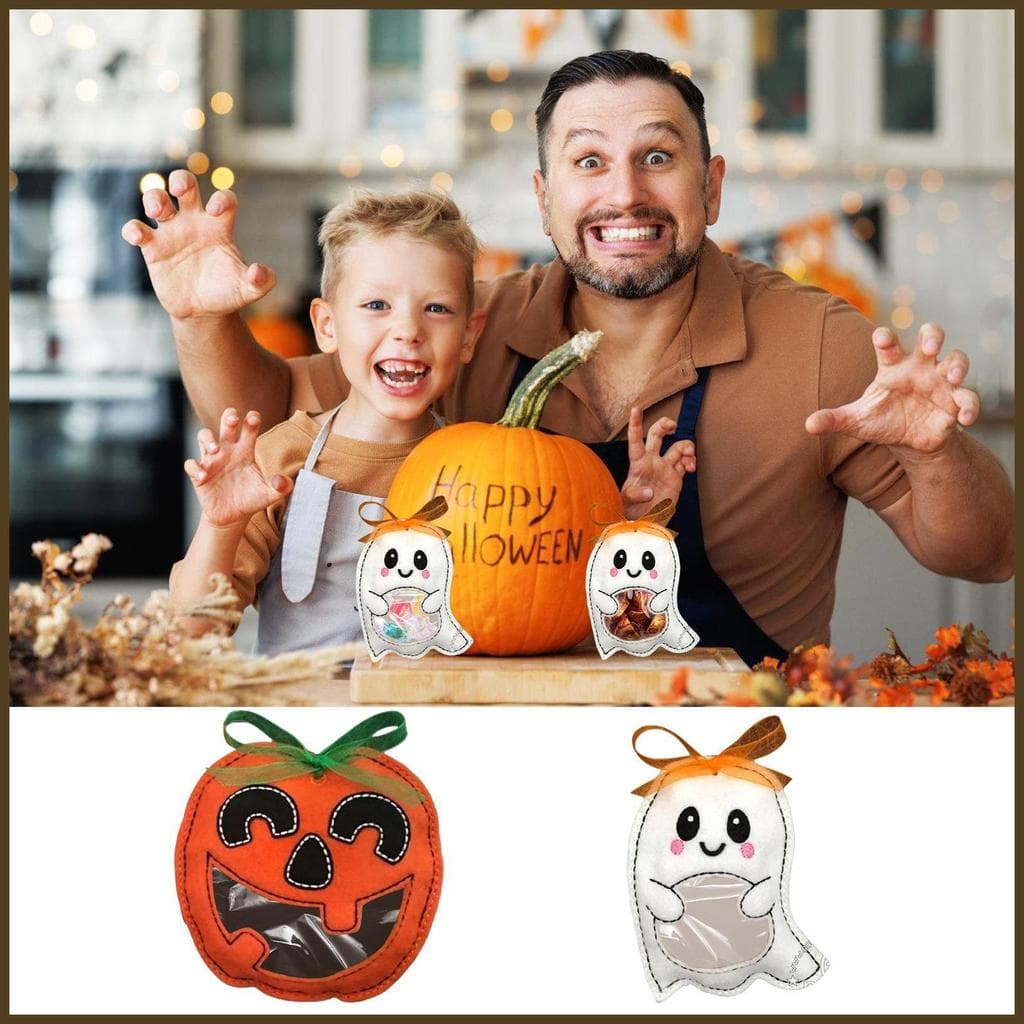 Sacos De Tratamento De Halloween Bolsa De Embalagem Com Design De Abóbora Fantasma Janela Transparente Para sentanebr