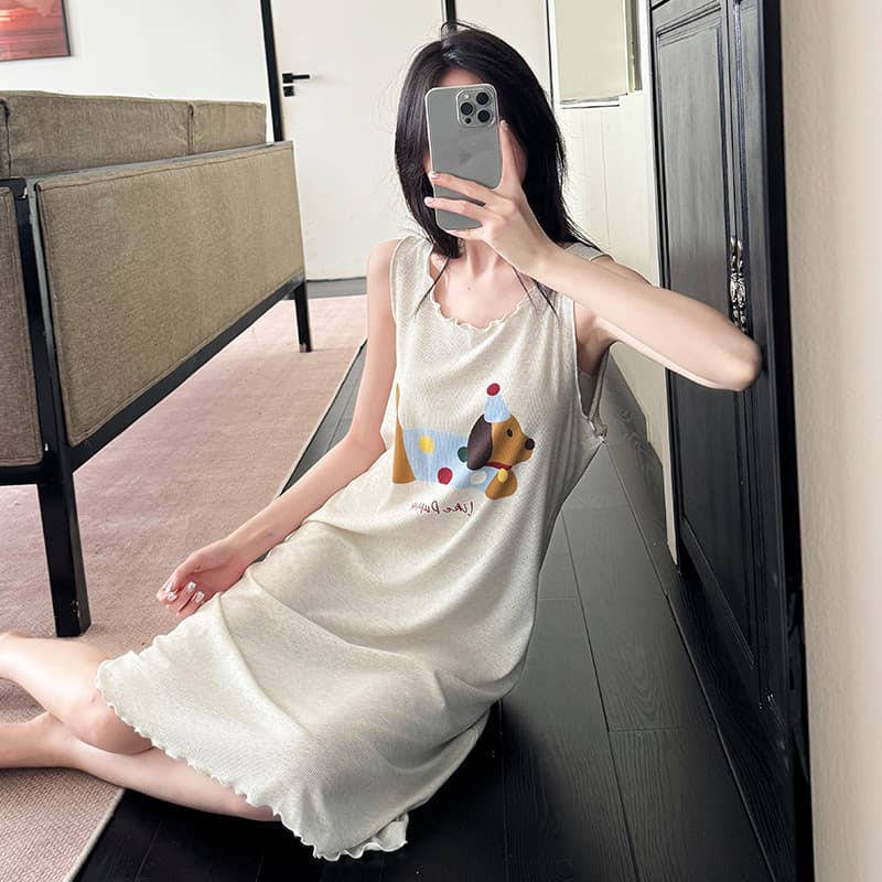 Senhoras rosqueadas camisola de seda gelo verão estilo fino pijamas tamanho grande sensação fresca ajuste solto umidade