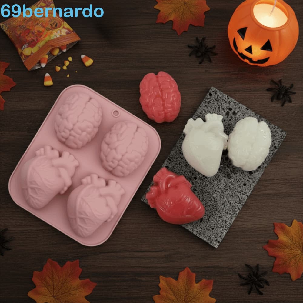 BERNARDO Molde De Cozimento De Cérebro De Coração De Halloween , Em Forma De Órgão Antiaderente De 4 Cavidades Bolo De C