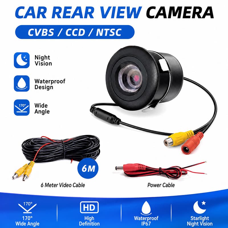Carro DVD Navegação 12V Invertendo Visão Traseira HD CCD Perfurado Câmera De Frontal universal 18.5mm À Prova Dwaterproo