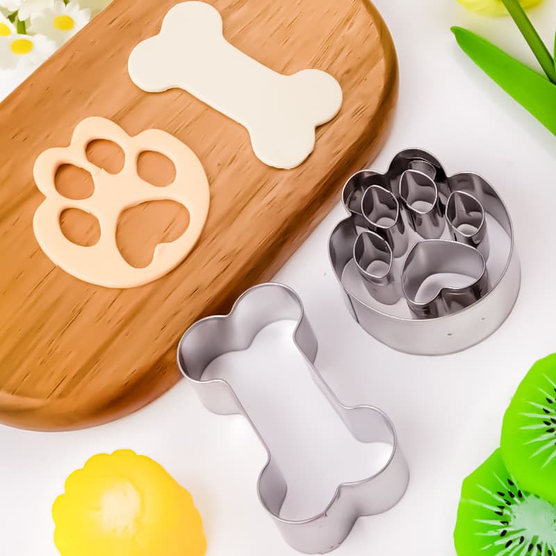 Molde 3D para Biscoitos em Forma de Osso e Pata de Cachorro, Ferramenta para Confeitaria e Fondant