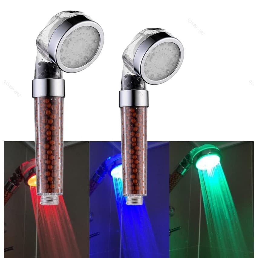 Luz LED Cabeça De Chuveiro Controle Temperatura Alta Pressão Chuva Poupança Água Mão Banheiro Spa BR15B2