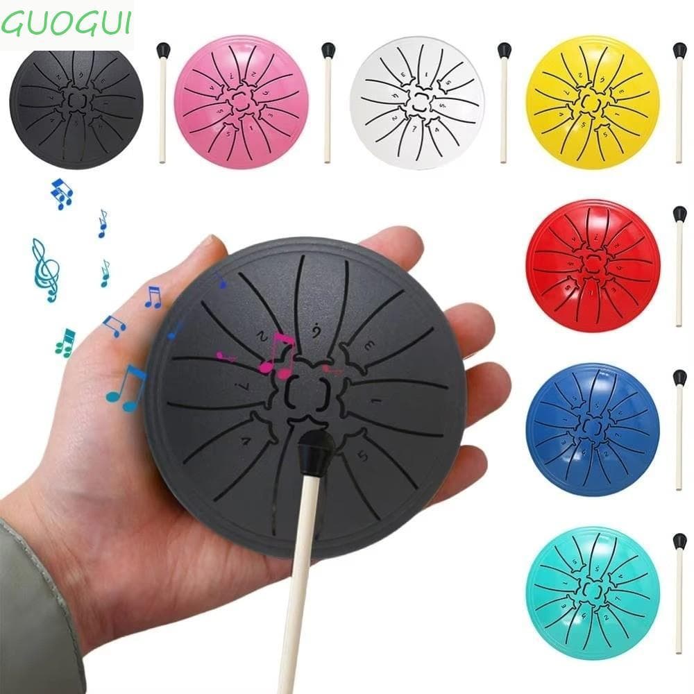 Conjunto De Tambor De Língua De Aço GUOGUI , Mini Tambores De Mão Com Som Etéreo Oco , De 4 Polegadas E 8 Notas