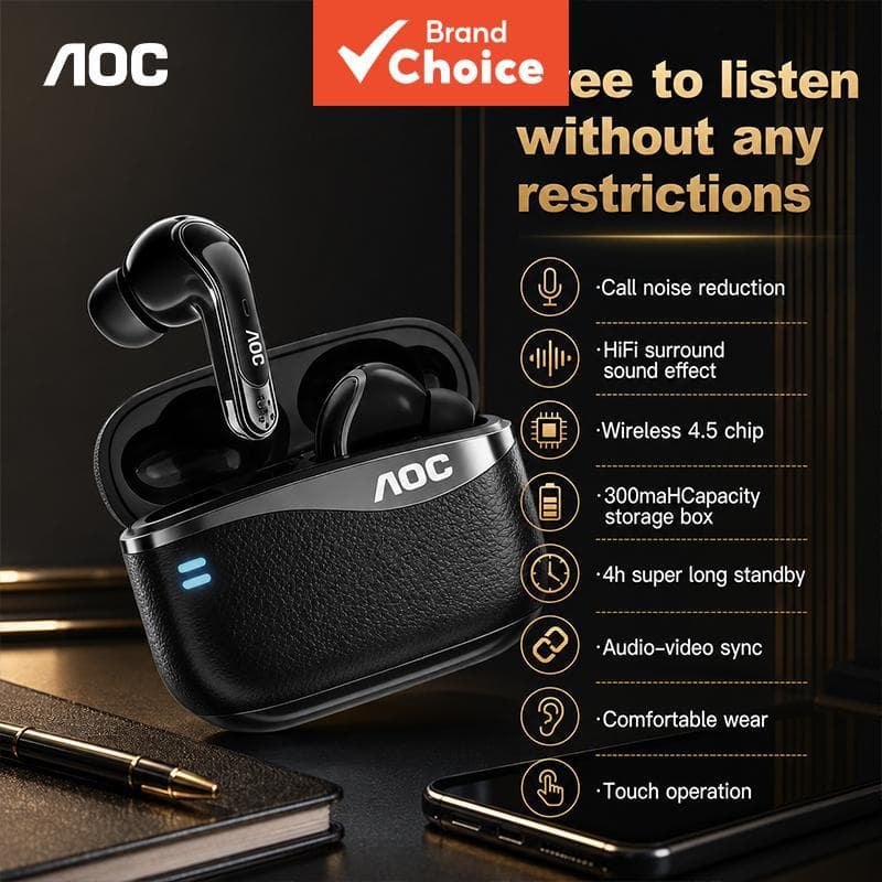 AOC ACT4625 Fones de Ouvido Sem Fio Fones de Ouvido Estojo de Carregamento Bluetooth 5.4 Fones de Ouvido 2.4G Dongle