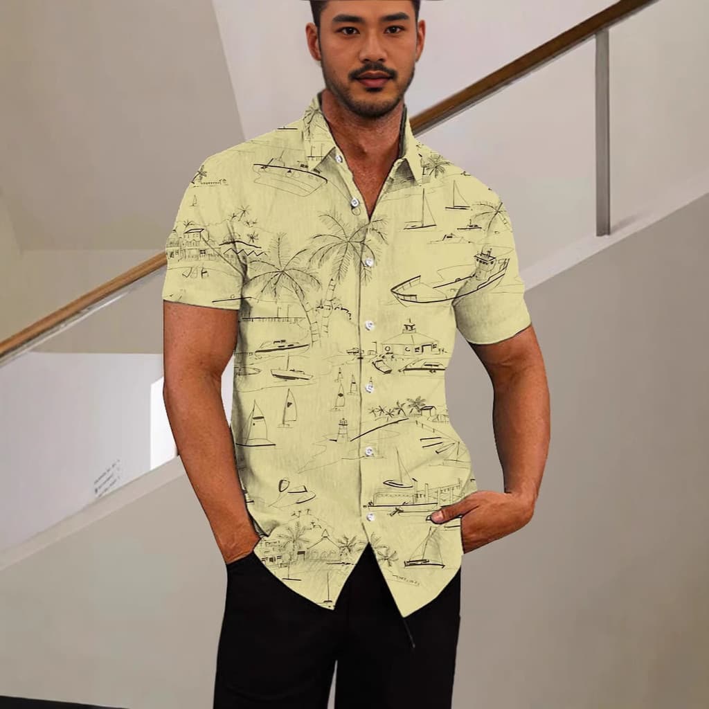 Venda quente camisa Floral masculina estilo europeu americano 3D Digital impresso botão Cardigan topo