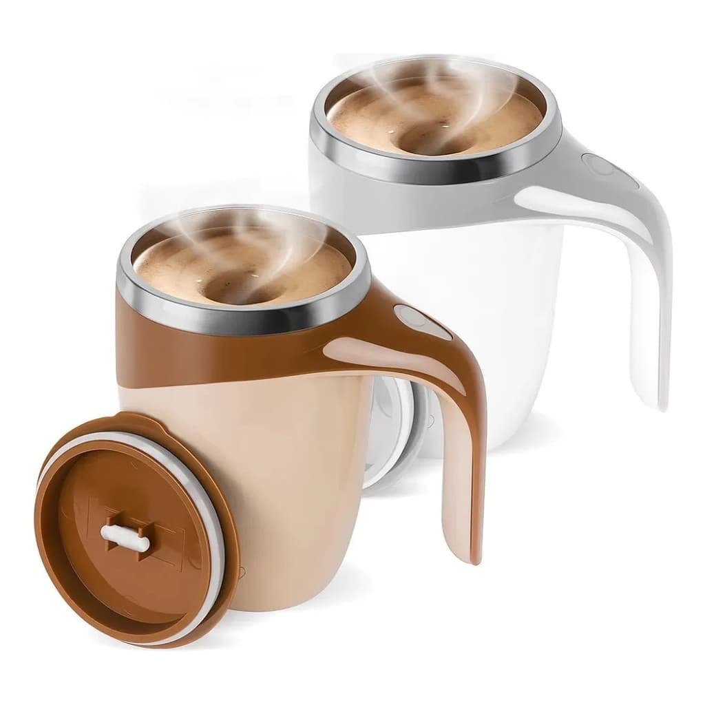 Caneca Magnética Auto Misturadora 380ml com Tampa para Café Leite e Bebidas DTM-630