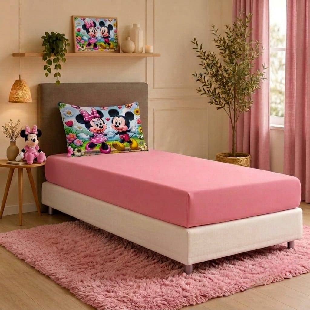 KIT 2 PEÇAS CAMA DE SOLTEIRO LENÇOL +FRONHA /VÁRIAS CORES/PRONTA ENTREGA/KIDS/ MICKEY E MINIE NOVO