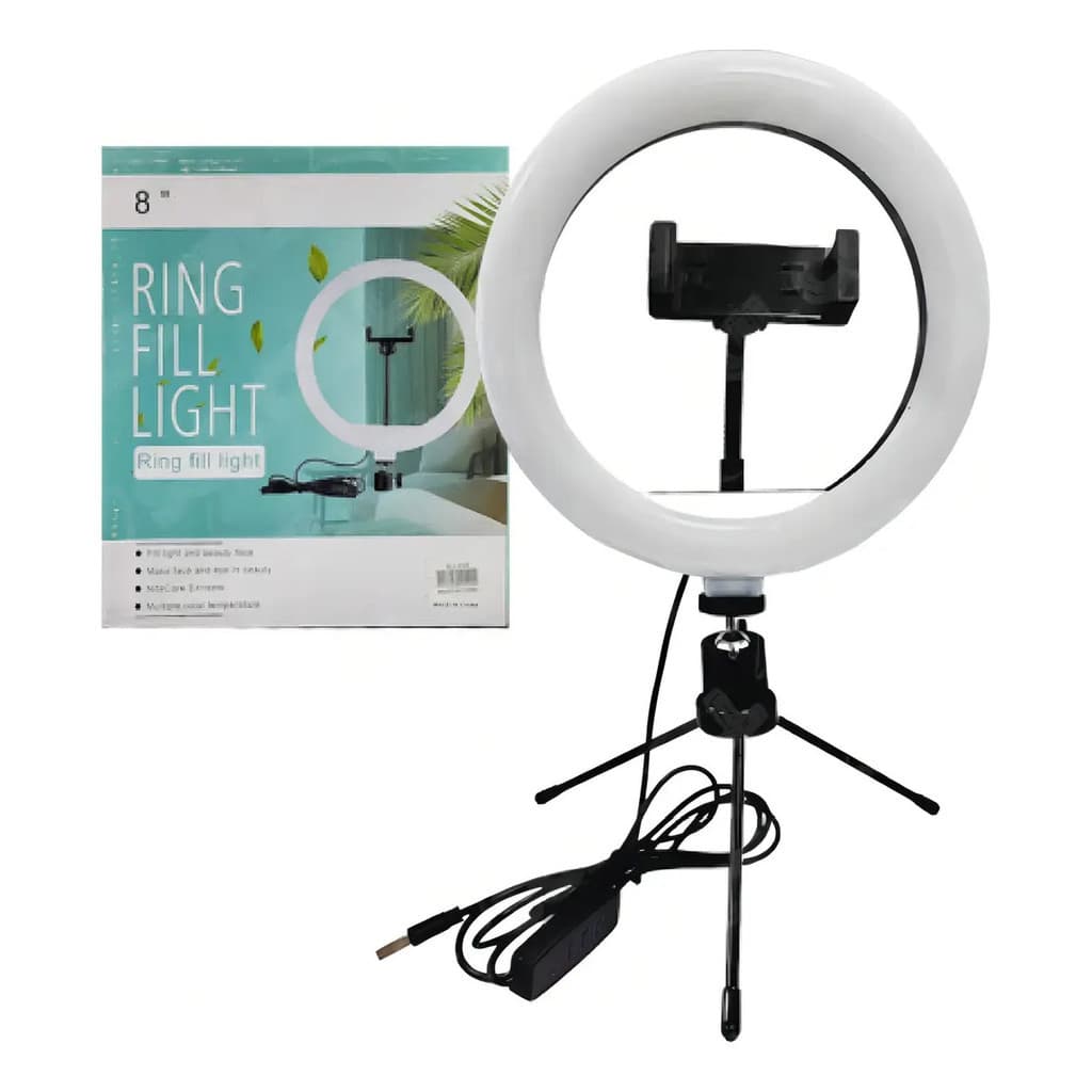 Luz De Selfie Com Tripé E Suporte Ajustável Para Celular