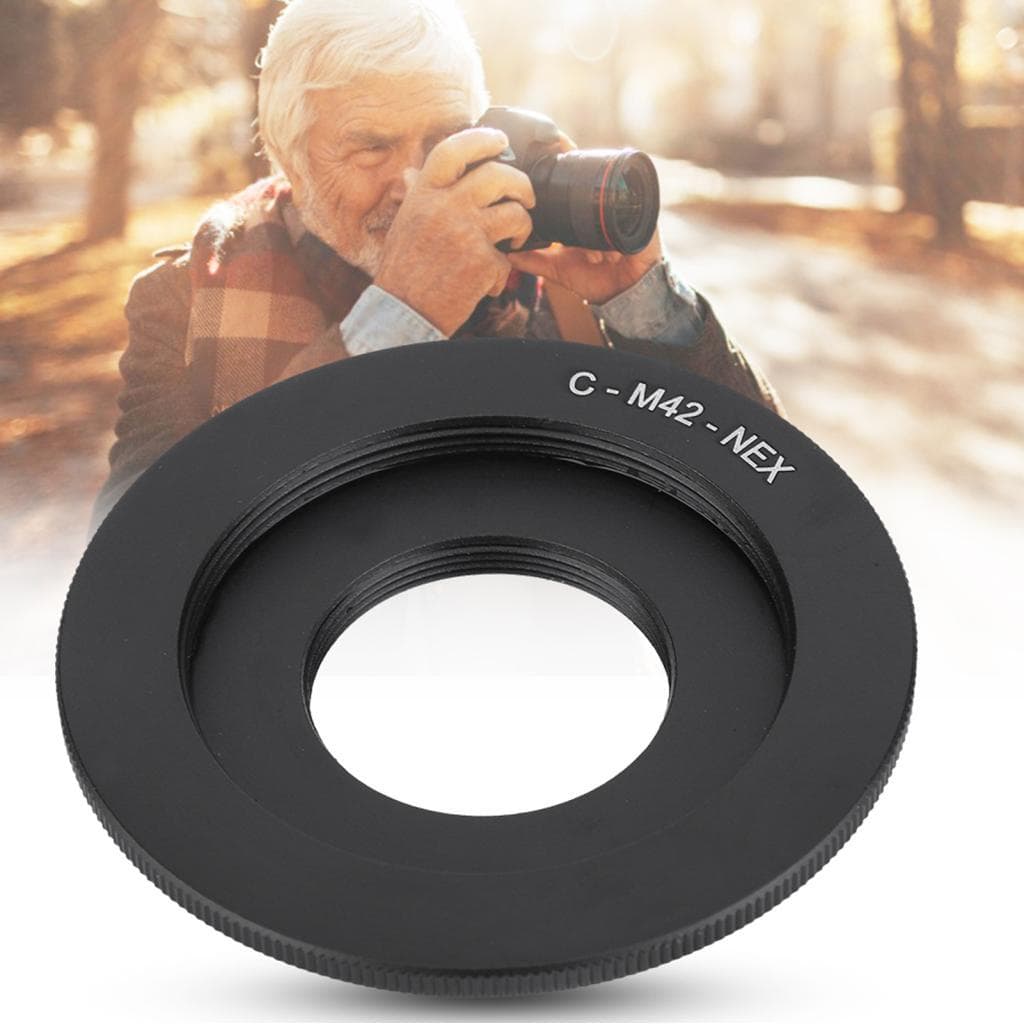 Anel adaptador de lente de liga de alumínio preto M42-C-NEX para câmera de montagem M42/C para Sony NEX