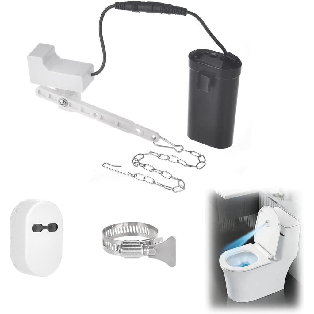 Automatic Toilet Flusher Kit for Side Front Angled Mount, Rechargeable Toilet Flusher Replacement Kit with Touchless Inf