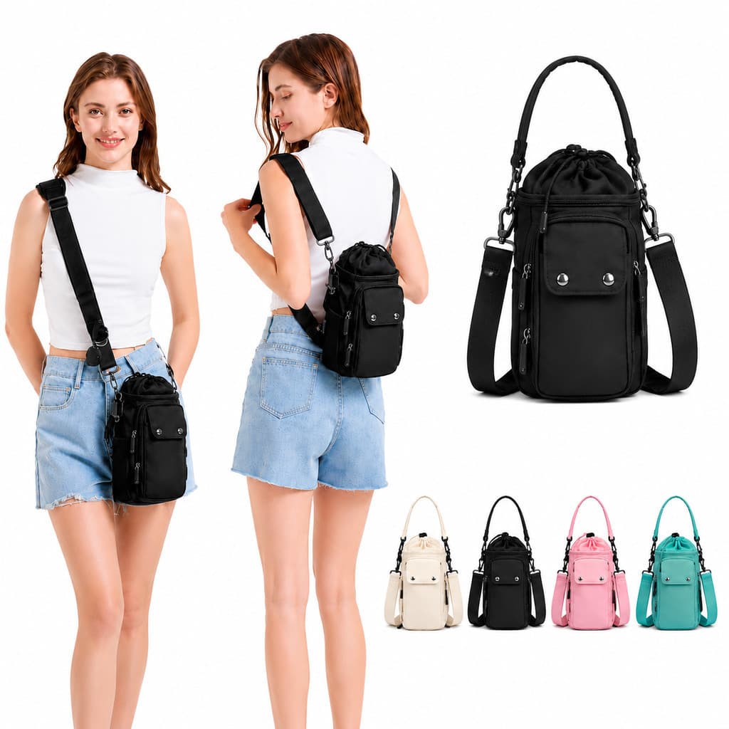Manga Porta Garrafa Multiuso com Bolso para Celular, Bolsa Leve para Trekking e Caminhadas Longas