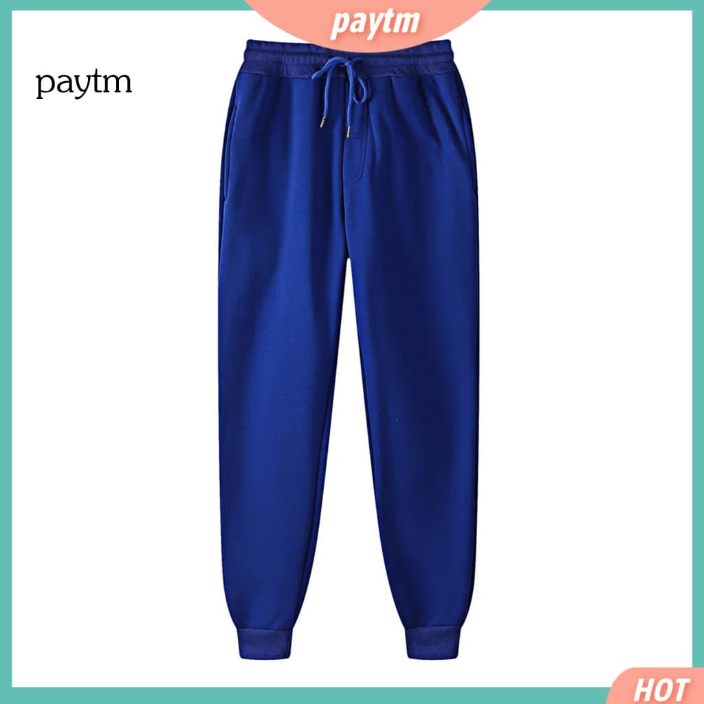 Ergonomic Sports Pants Men Running Joggers with Secure Pockets Men's Mid-rise Sweatpants Adjustable Drawstring Elastic W