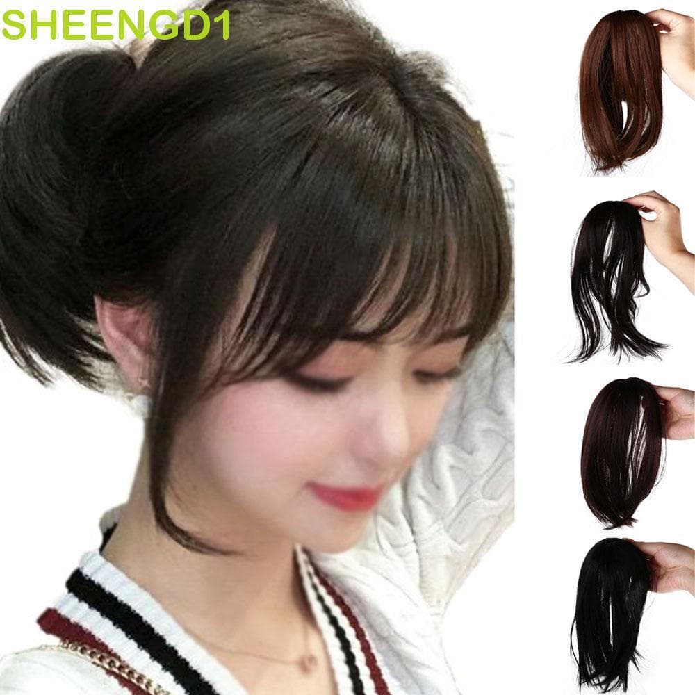 SHEENGD1 3D Air Bangs Mulheres Extensões De Cabelo Sintético Natural Clip In Com Peruca Franja Falsa