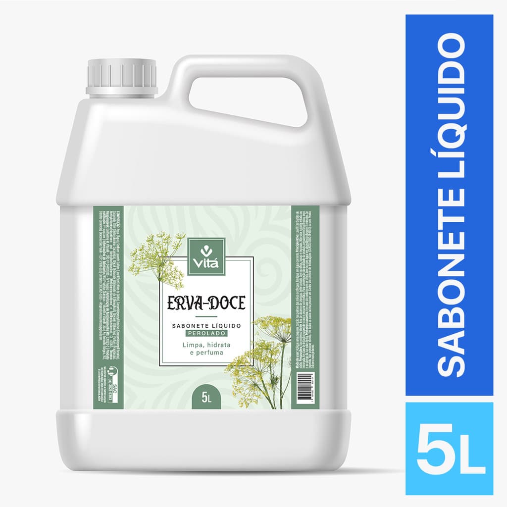 Sabonete Líquido Perolado Perolizado Erva Doce 5L Galão Refil Econômico para Mãos Lavabo Banheiro