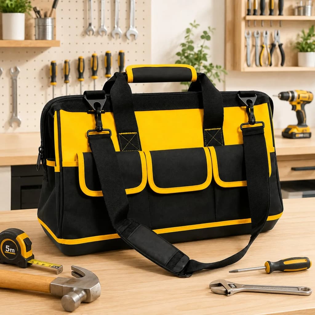 Bolsa Maleta Ferramenta Reforçada Impermeável 16 Bolsos Eletricista Manutenção Com Alça Lona Zíper