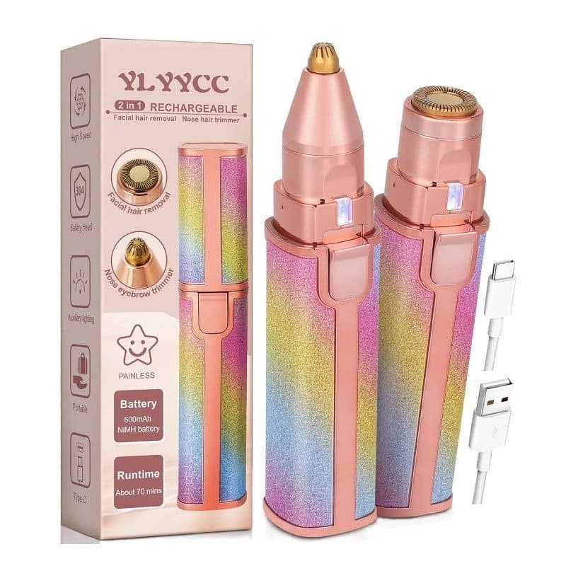 Depilador Eletrico Feminino 2 EM 1 Portátil Recarregavel Usb Sobrancelha Buço Batom