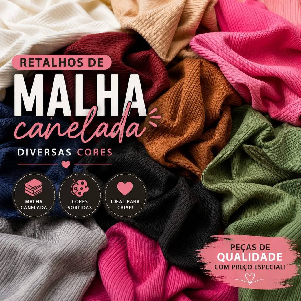 2KG de Retalho de Malha Canelada para Punho, Gola, Blusinhas, Artesanato, Roupas Venda por KG