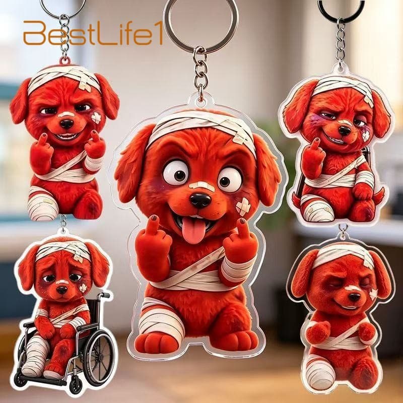 Chaveiro De Boneca De Cachorro Estilo Bandagem-Pingente Teimoso Biye Para Bolsa Escolar