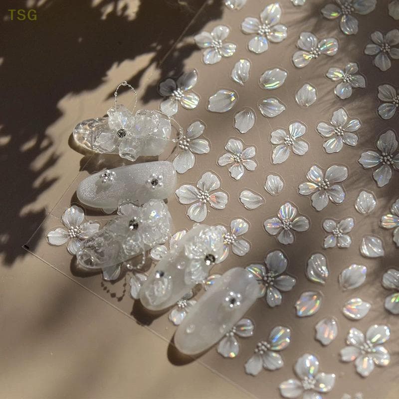 [Trêsgoodstonesgen] 3 Unidades De Flor De Concha Para Arte Em Unhas , Designs Autoadesivos Decoração De Acessórios De De