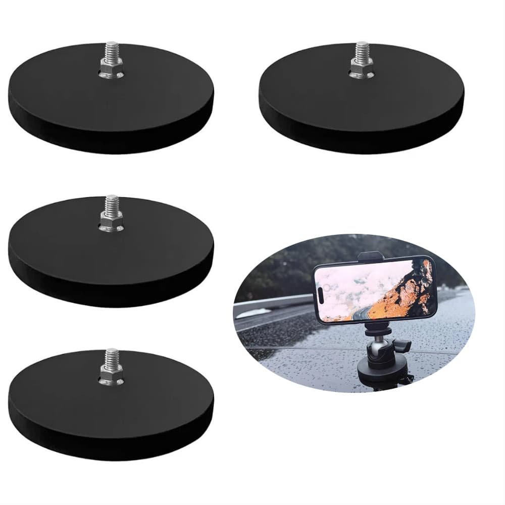 Kit 4 Magnetic Fixer Neodymium Magnet M8 Rubberized