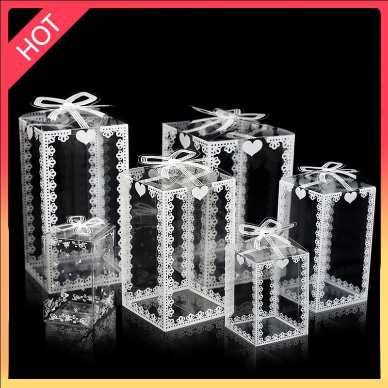 SCB-10/20 PCS Caixa De PVC Transparente Casamento/Aniversário Favor De Dia Dos Namorados Embalagem De Bolo Doces De Choc