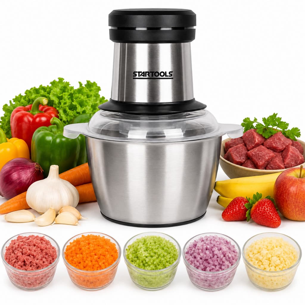 Picador Moedor De Carne legumes Frutas Alimentos 2 Litros Processador Elétrico Inox Com 3 Velocidades